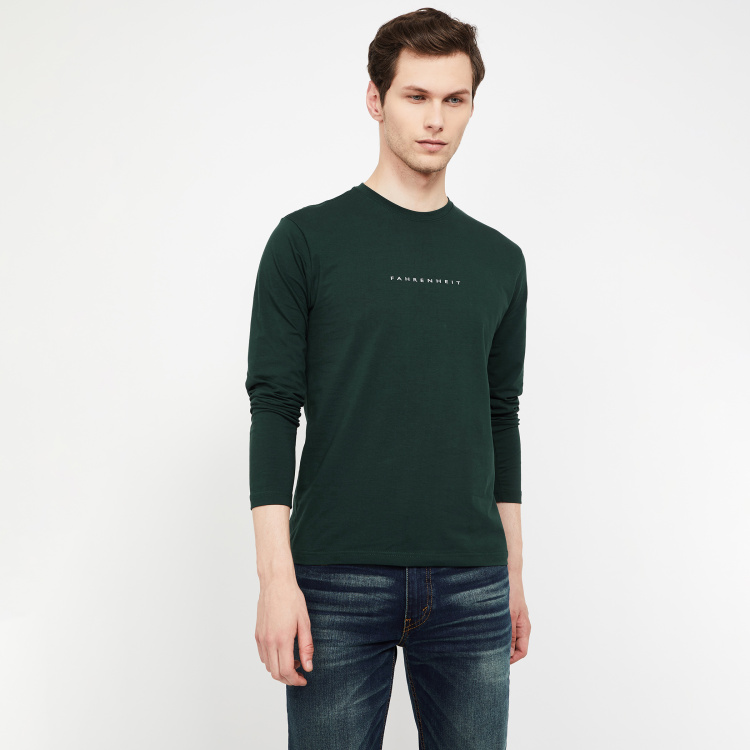 

FAHRENHEIT Printed Slim Fit Full Sleeves T-shirt, Green