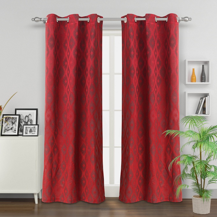 Jade Ethnic Opaque Door Curtain-Set Of 2