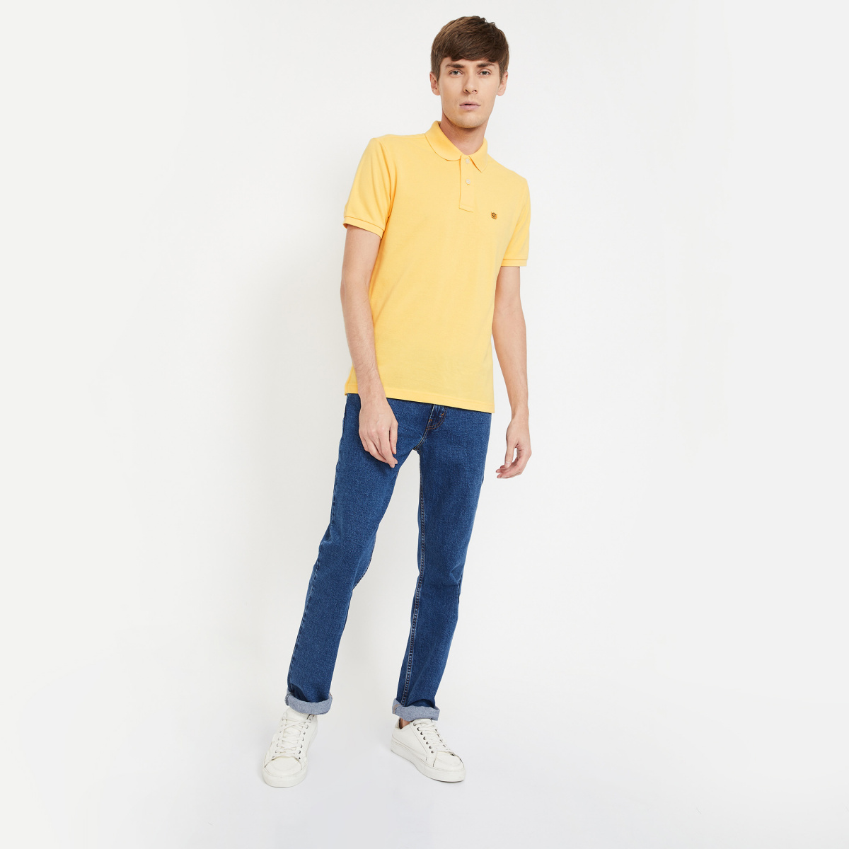 FAHRENHEIT Solid Slim Fit Pique Polo T-Shirt