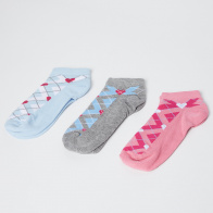 GINGER Argyle Ankle Socks- Pack of 3 Pairs