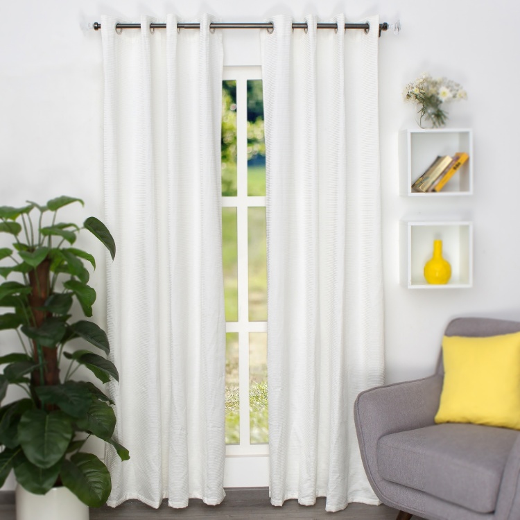 Marshmallow Chennile Door Curtain-Set Of 2-135 x 225 CM
