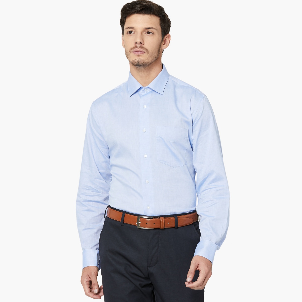 VAN HEUSEN Solid Full Sleeves Custom Fit Formal Shirt