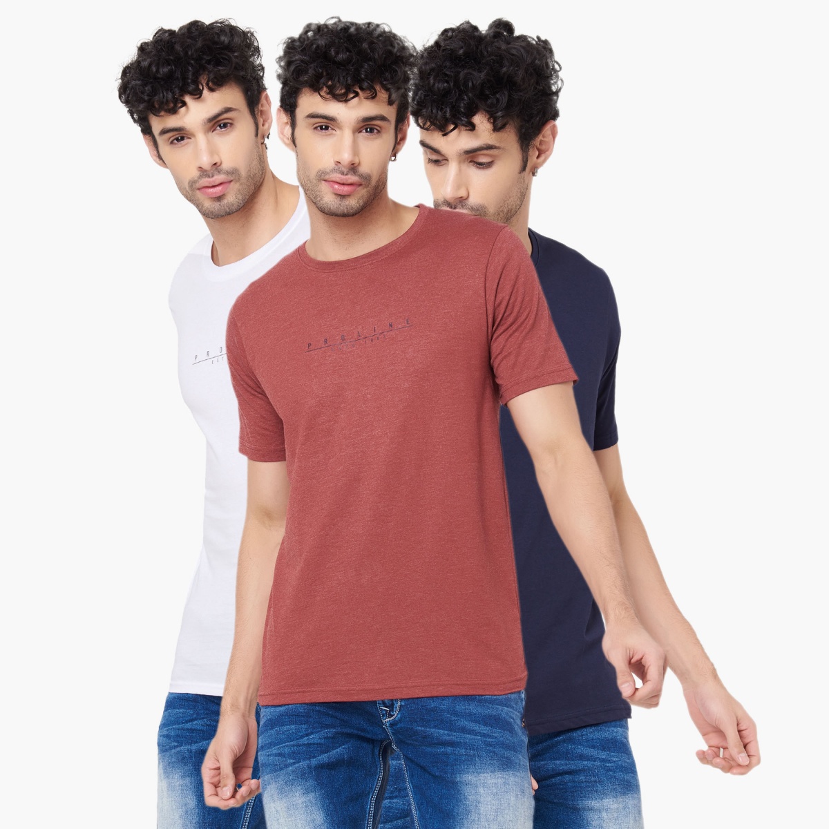 PROLINE Regular Fit Solid T-Shirt - Pack Of 3