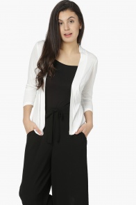 CODE Solid Front-Open Full Sleeves Shrug