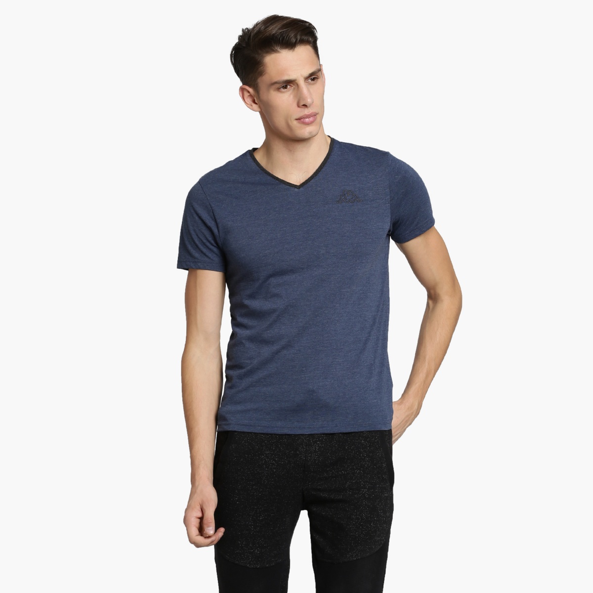KAPPA Regular Fit Melange Textured V-Neck T-shirt