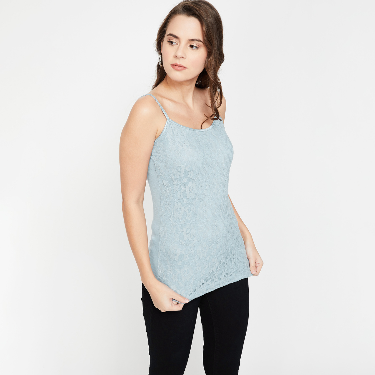 CODE Strappy Regular Fit Top with Lace Insert