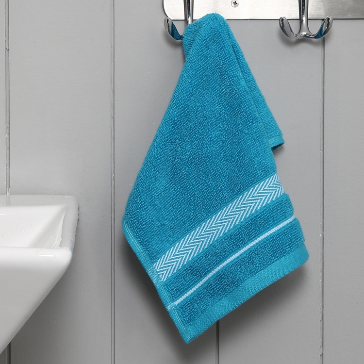 Essence Textured Single Pc.  Face Towel - 30 cm x 30 cm - Cotton - Teal - 450GSM