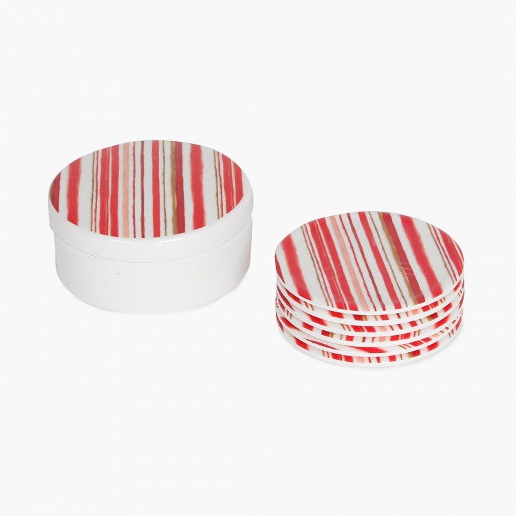 Meadows Striped Coaster With Stand - Set Of 6