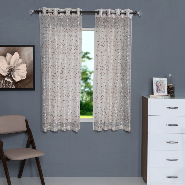 Sheer Embroidered Window Curtain - Set Of 2