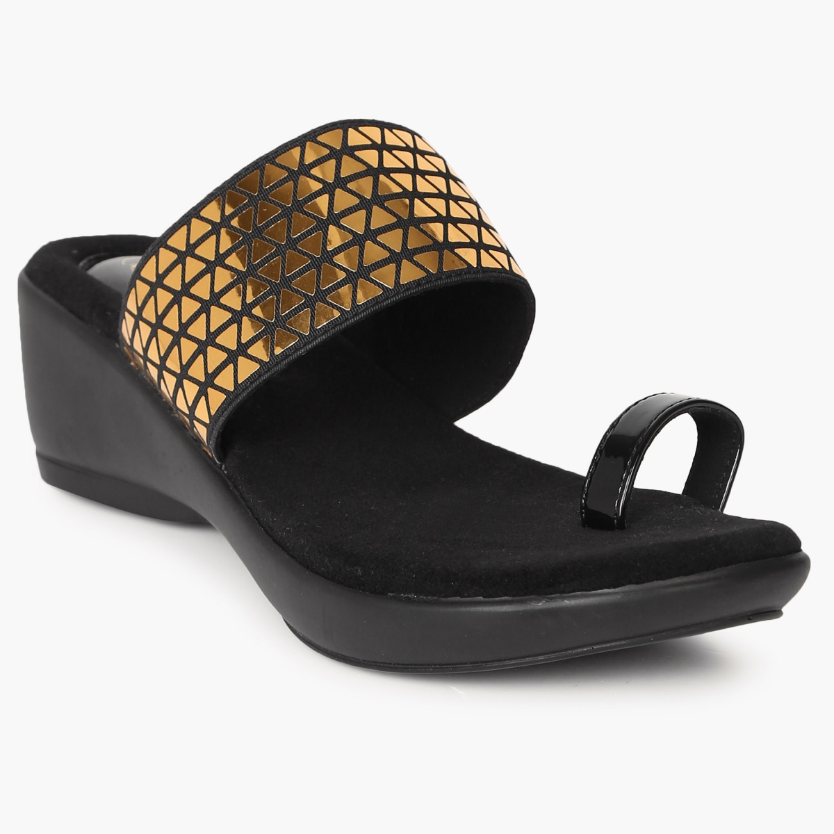 CATWALK Geometric Metallic Wedge Sandals