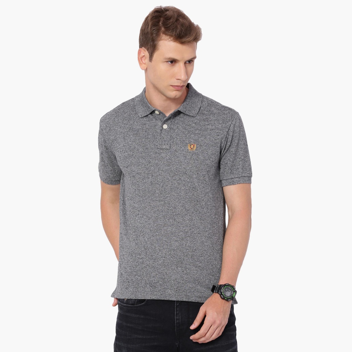 FAHRENHEIT Textured Polo Neck T-Shirt