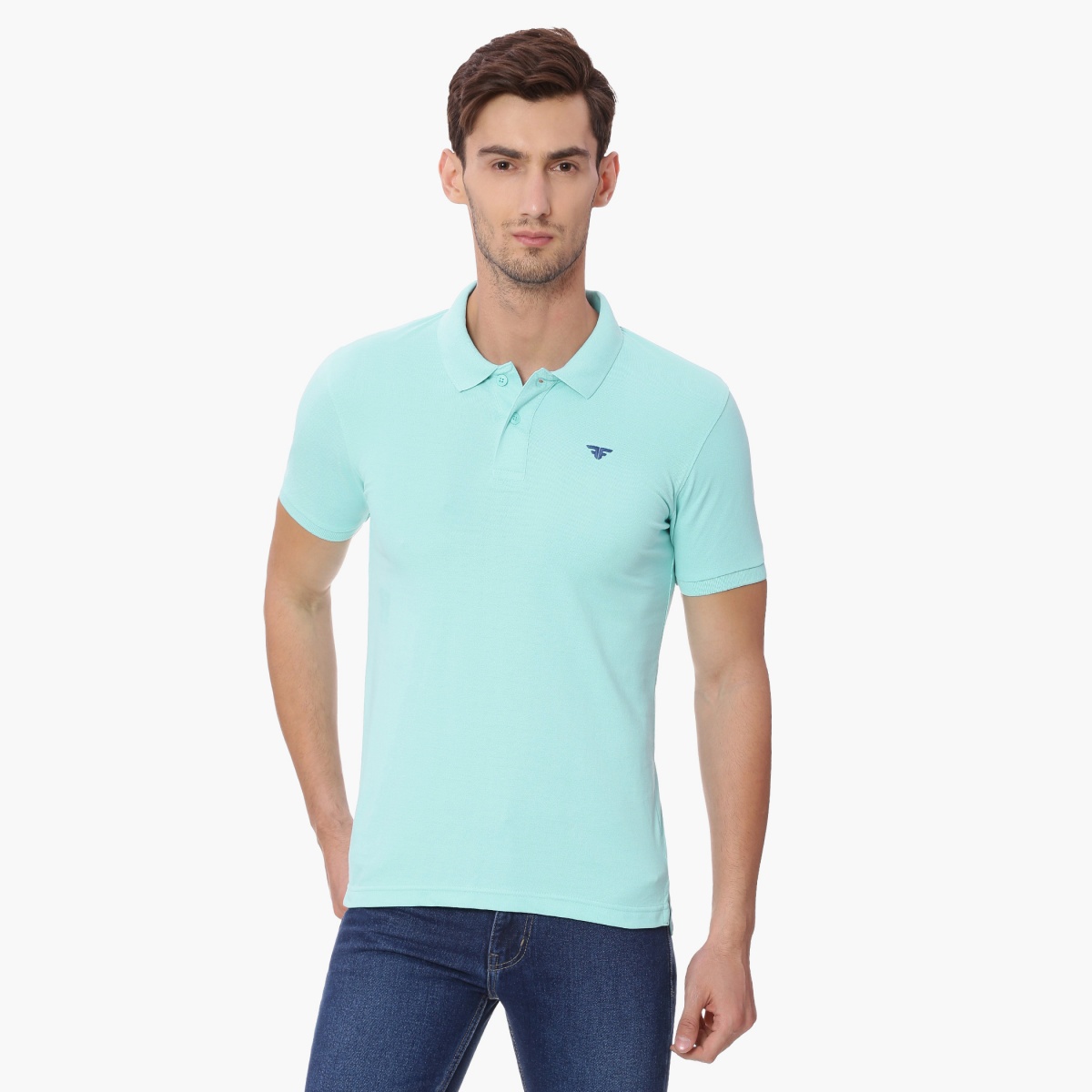 FAME FOREVER Solid Polo Neck T-Shirt