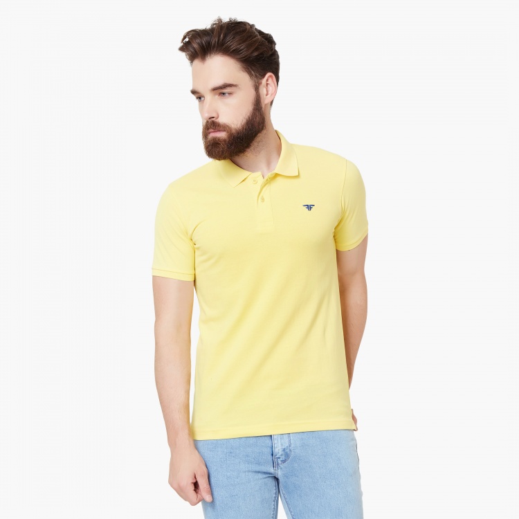 

FAME FOREVER Solid Short Sleeves Polo Neck T-Shirt, Yellow