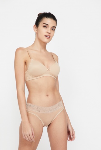 AMANTE Solid Half-Coverage Push-Up Padded Non-Wired Bra