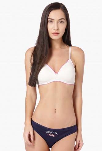 AMANTE Piping Detailed Padded Non-Wired Bra