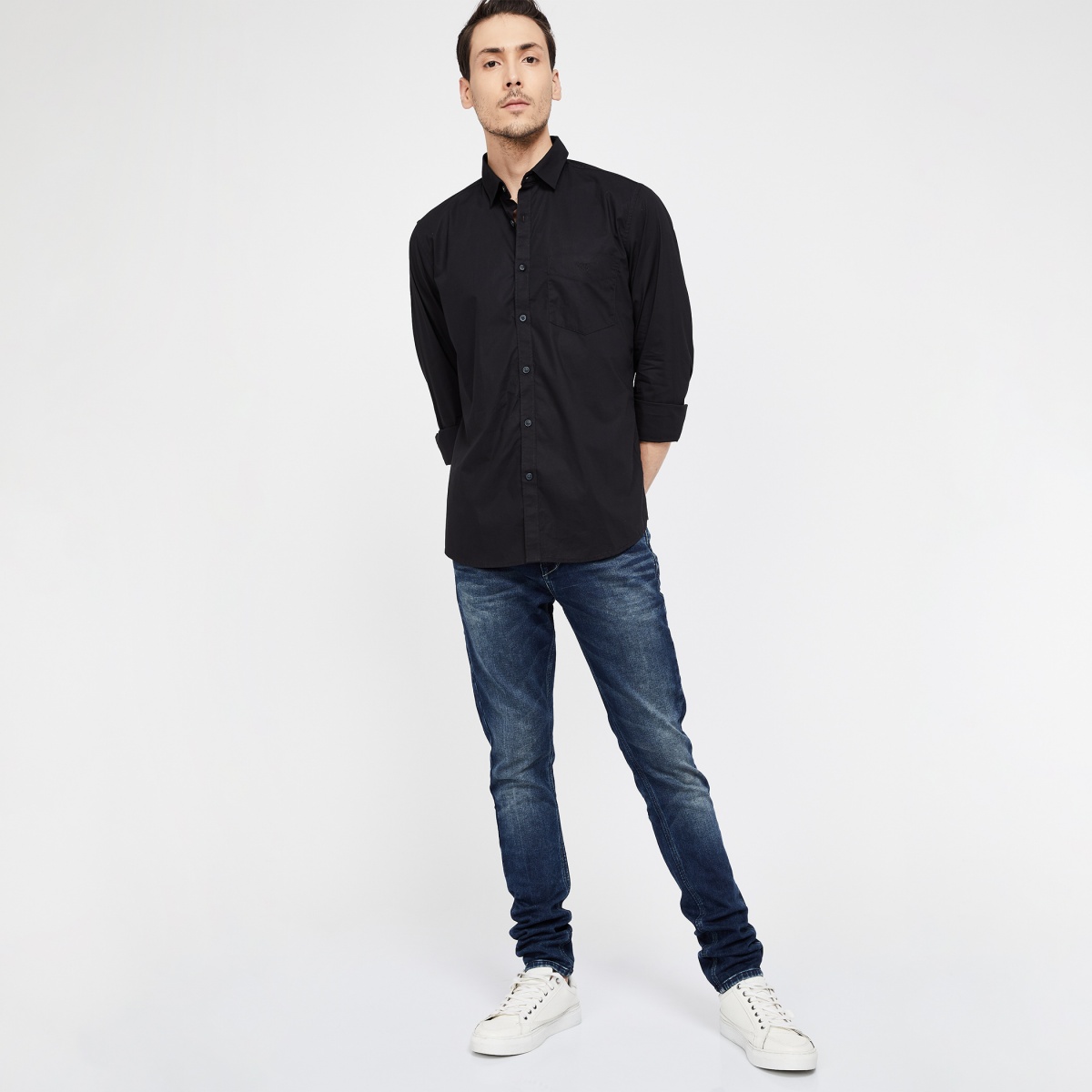 VAN HEUSEN Slim Fit Solid Long-Sleeve Shirt