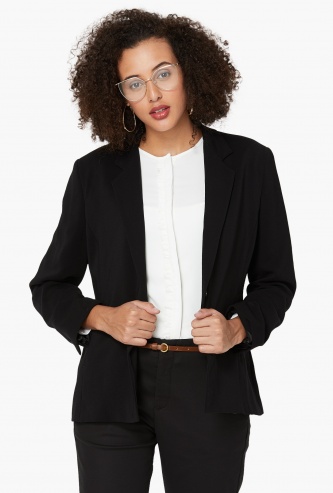 ALLEN SOLLY Notched Lapel Single-Breasted Blazer