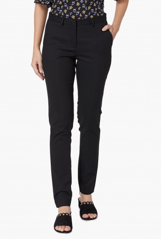 ALLEN SOLLY Solid Flat-Front Trousers