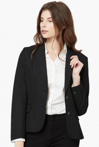 ALLEN SOLLY Notched Lapel Single-Breasted Blazer