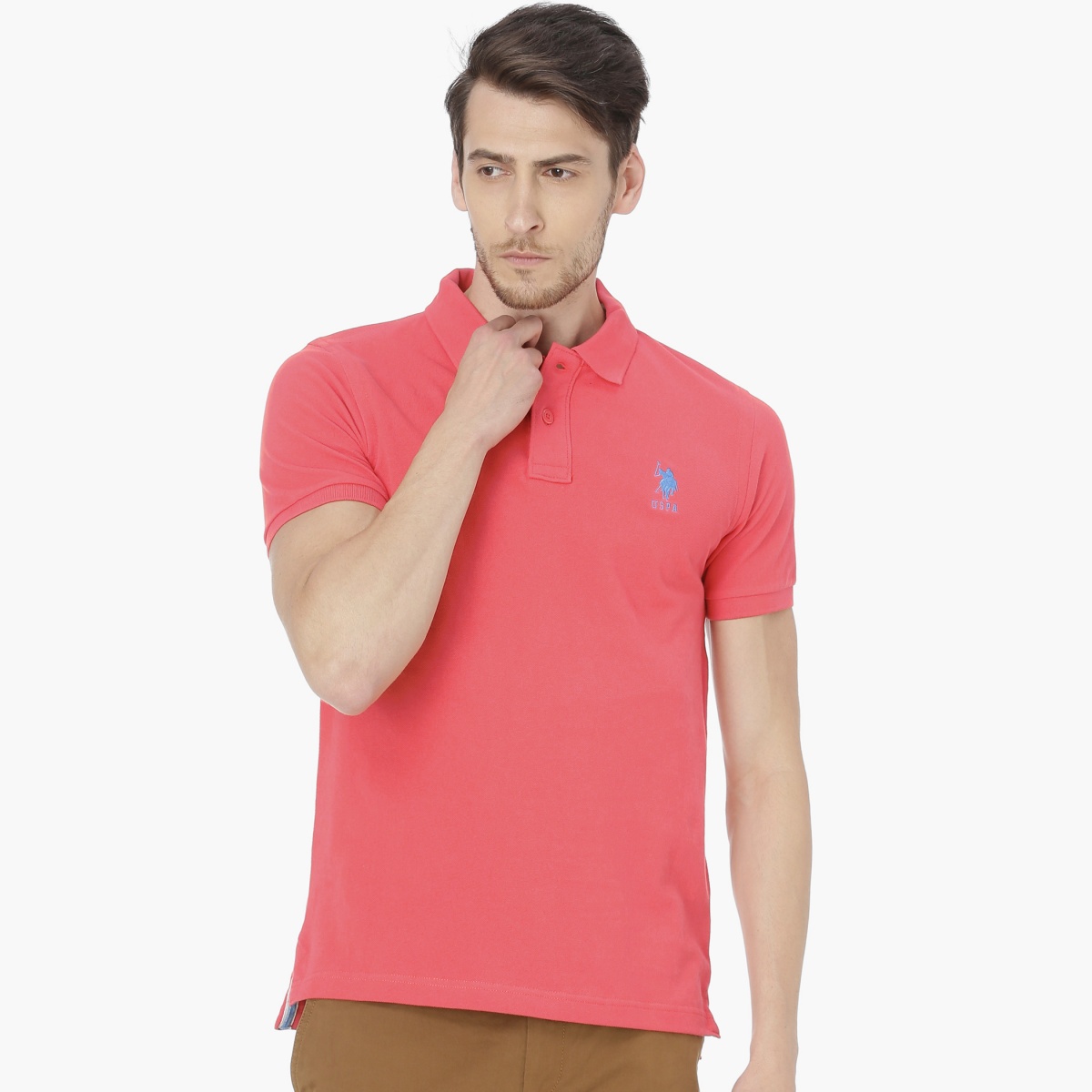 U.S. POLO ASSN. Regular Fit Solid Polo Neck T-shirt