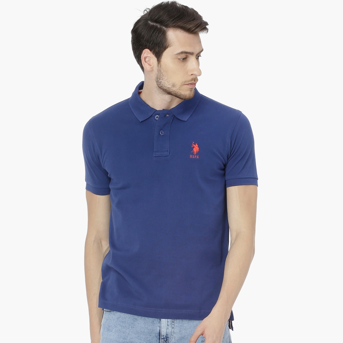 U.S. POLO ASSN. Regular Fit Solid Polo Neck T-shirt
