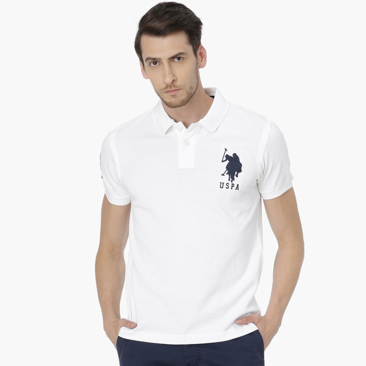 U.S. POLO ASSN Regular Fit Solid Polo Neck T-shirt