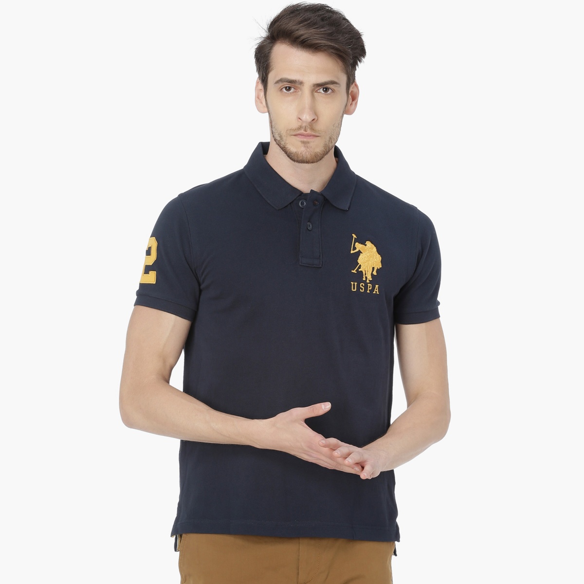 U.S. POLO ASSN. Regular Fit Patch Embroidered Polo Neck T-shirt