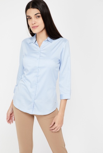 ALLEN SOLLY Solid Full Sleeves Button-Down Shirt