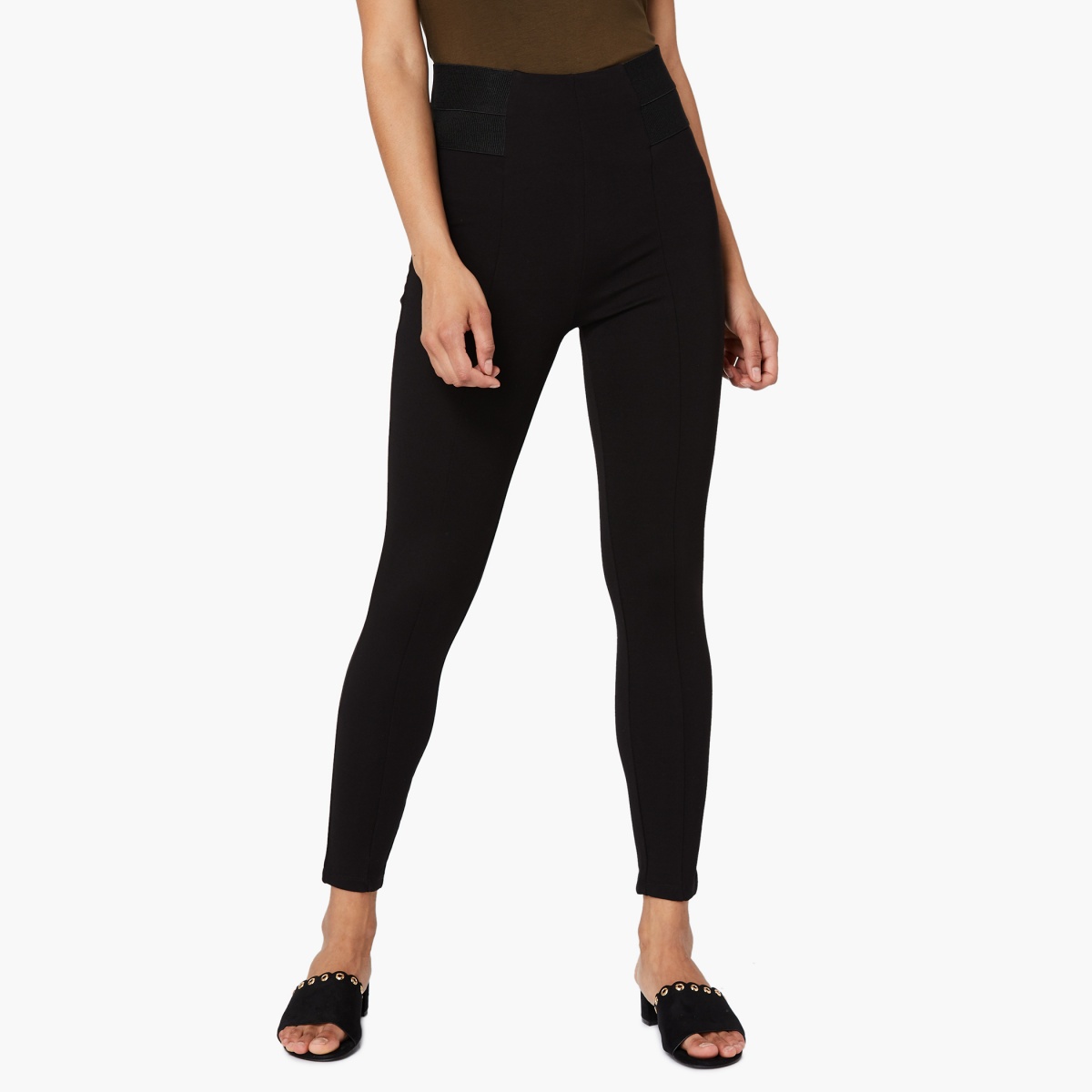 CODE Solid High-Rise Ankle Leggings