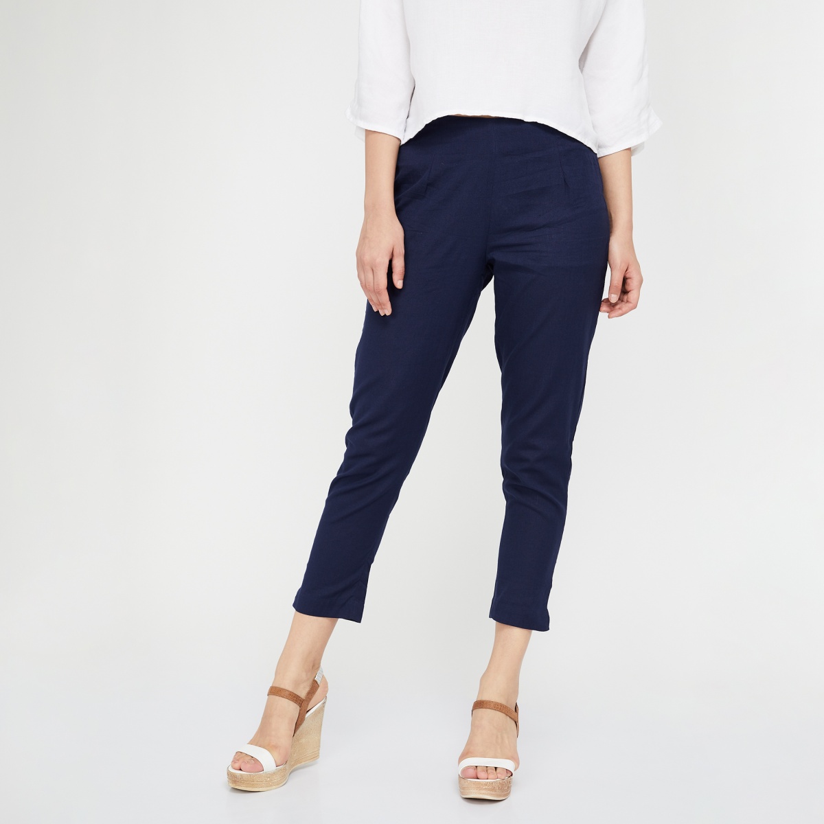 Elleven Trousers and Pants  Buy Elleven Blue Ankle Length Jersy Pants  Online  Nykaa Fashion