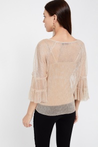 GINGER Tiered Bell Sleeve Lurex Top