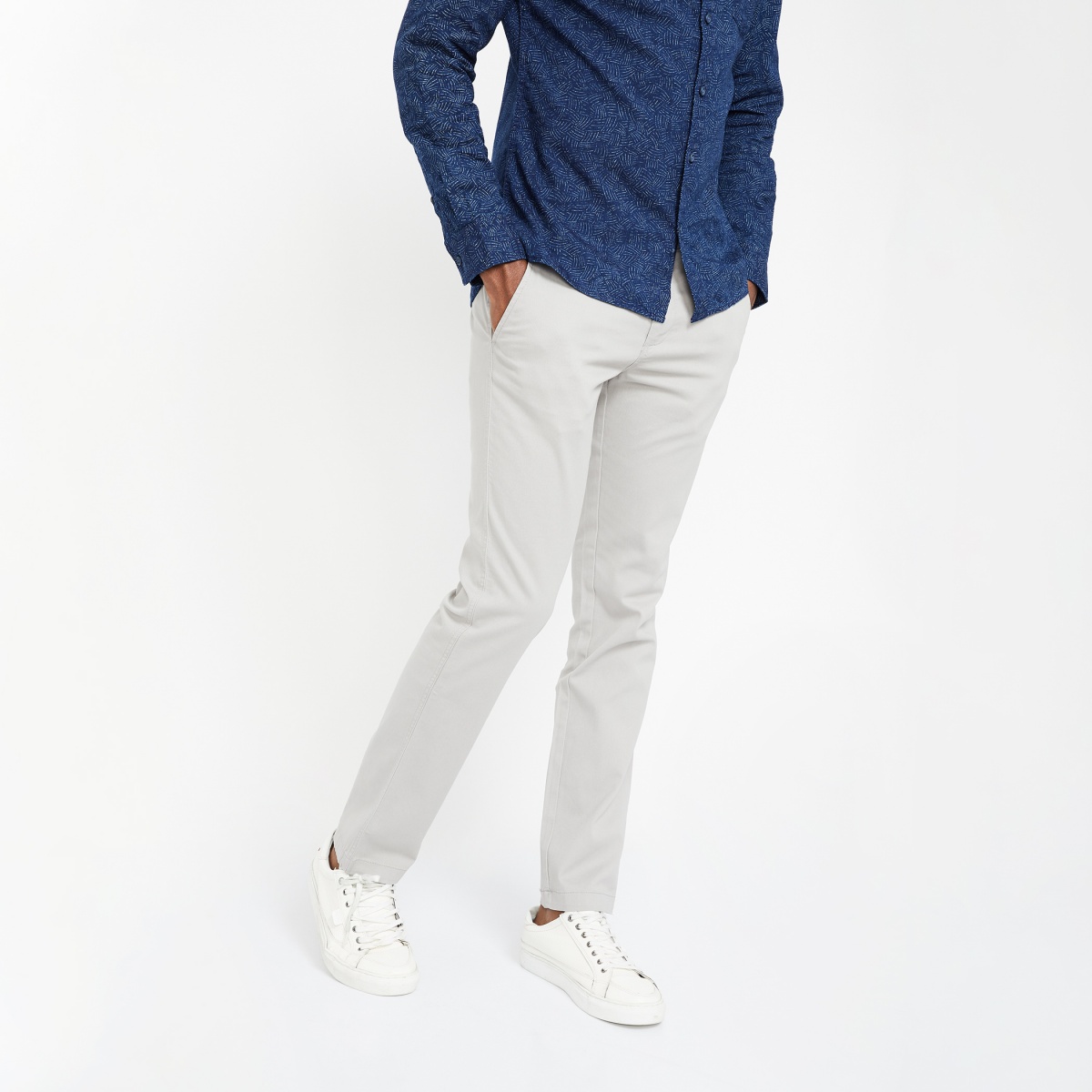CODE Solid Flat-Front Chinos