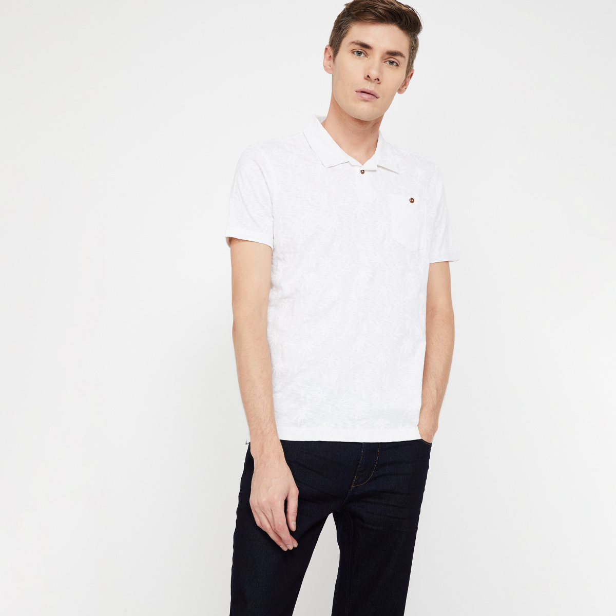 

FORCA Solid Regular Fit Polo T-shirt, White