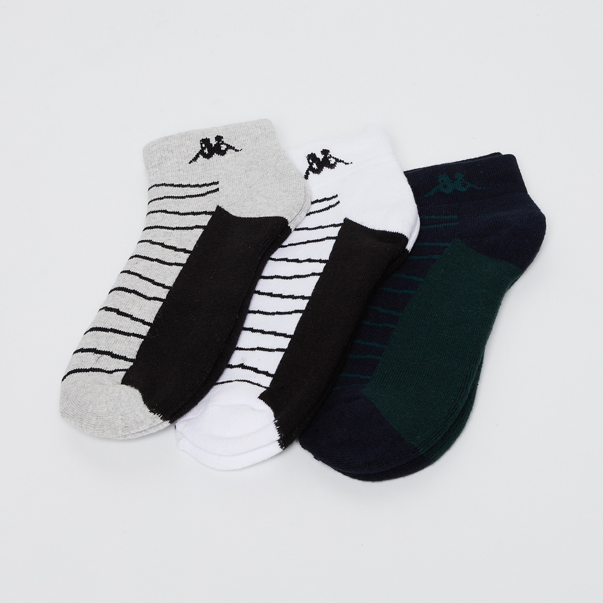 KAPPA Jacquard Stripes Ankle Socks- Pack of 3 Pairs