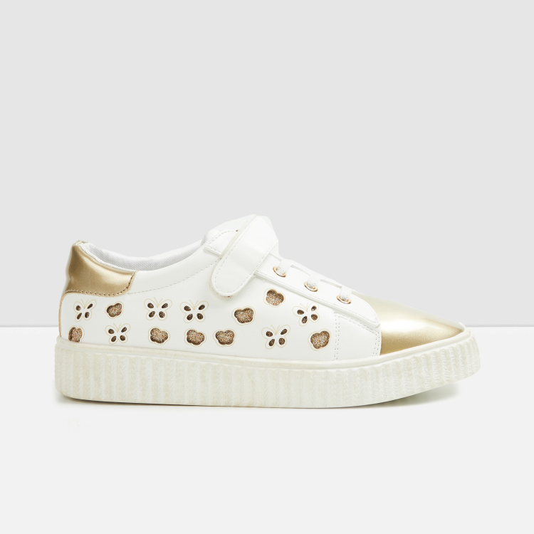 

FAME FOREVER Girls Laser-Cut Colourblock Low-Top Casual Shoes, White
