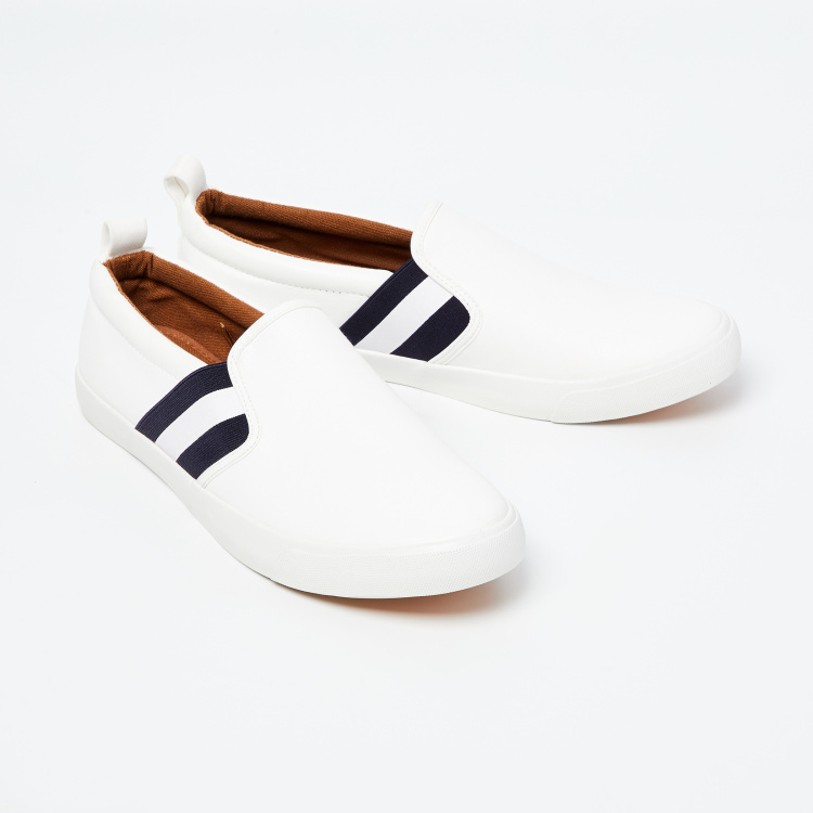 FORCA Striped Slip-On Shoes | White