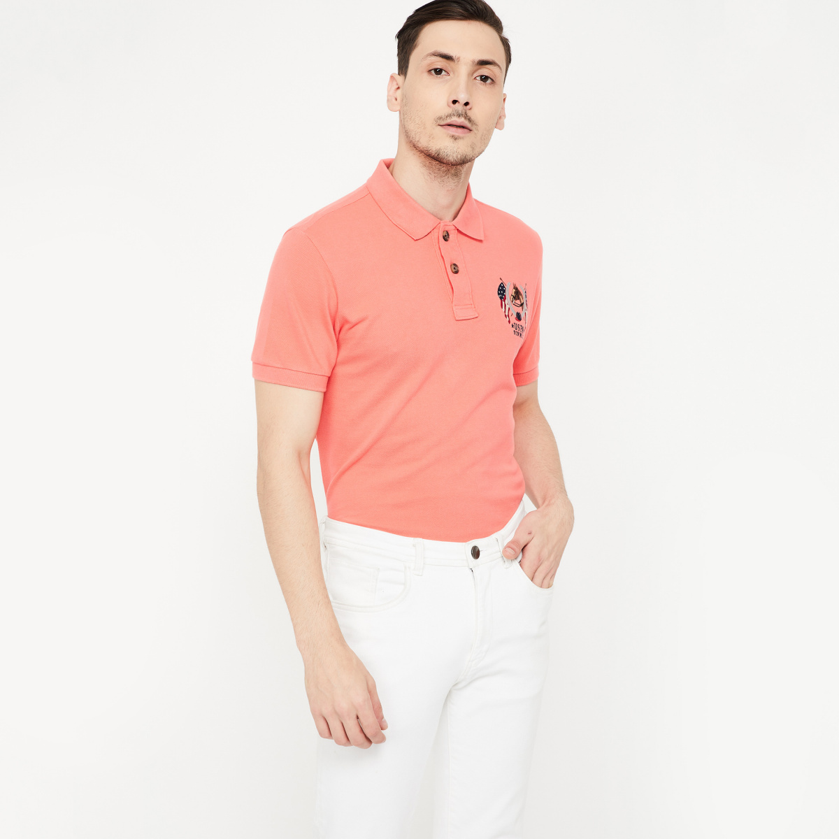 U.S. POLO ASSN. Patchworked Regular Fit Polo T-shirt