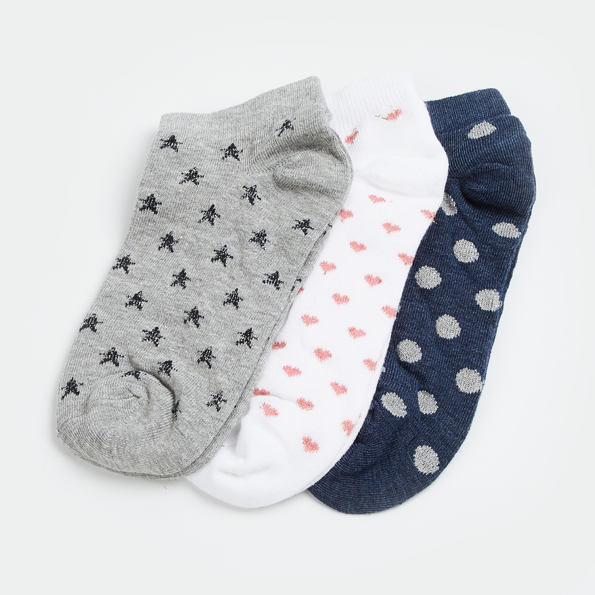 GINGER Patterned Knit Ankle Socks - Pack of 3