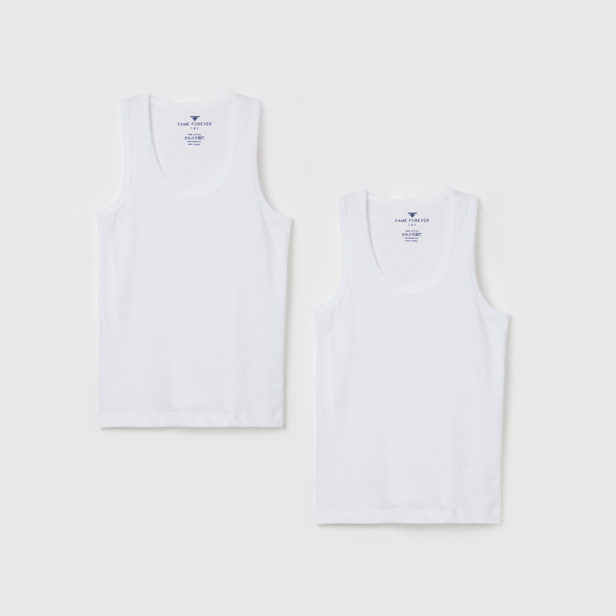 FAME FOREVER Solid Slleeveless Cotton Vests - Pack of 2 Pcs.