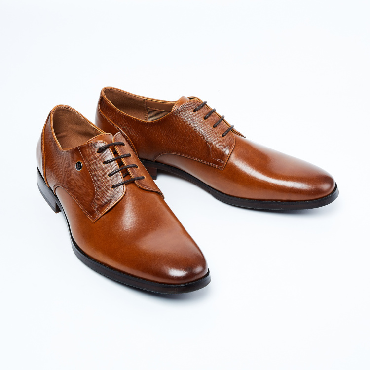 LOUIS PHILIPPE Solid Leather Derby Shoes | Brown