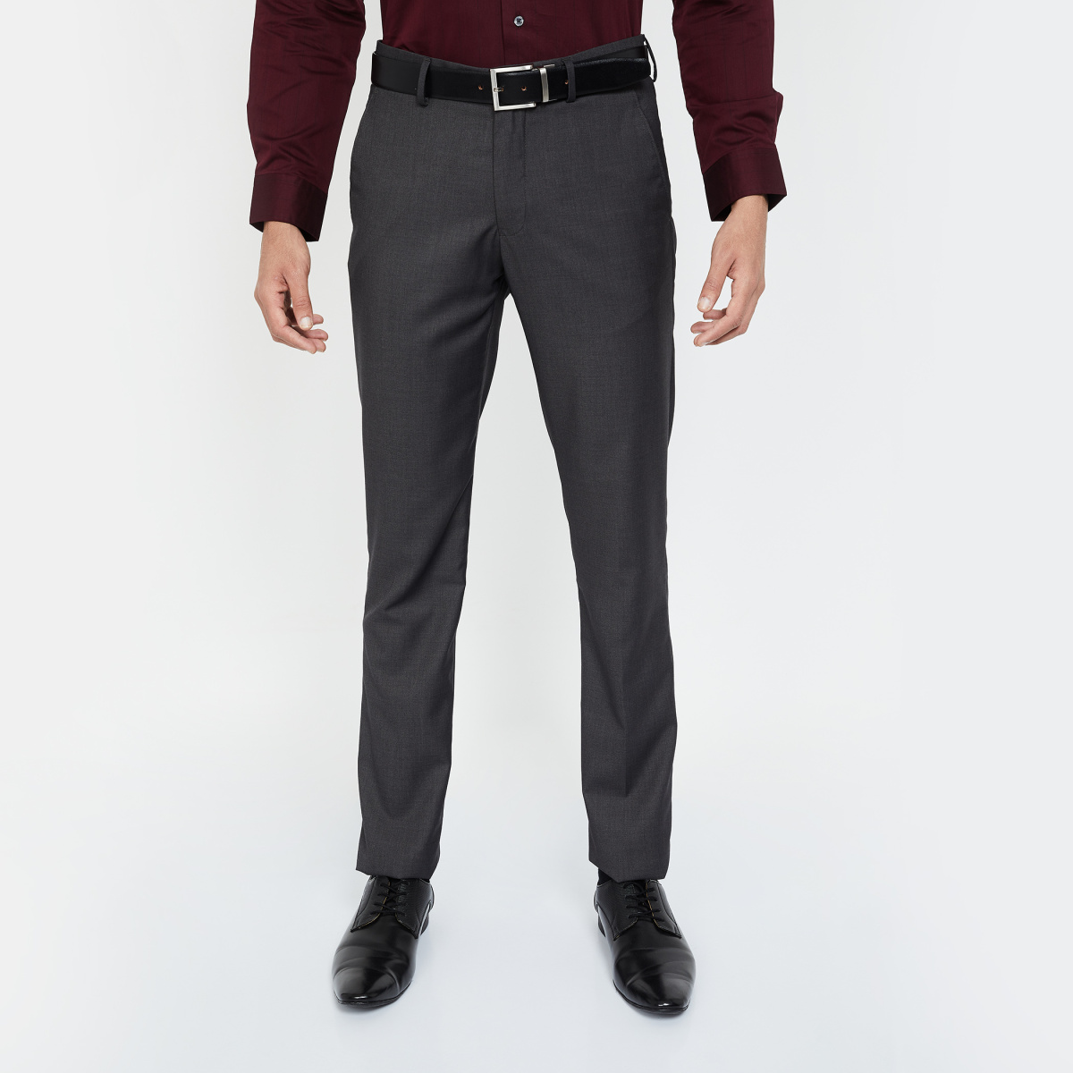 LOUIS PHILIPPE Solid Slim Tapered Trousers