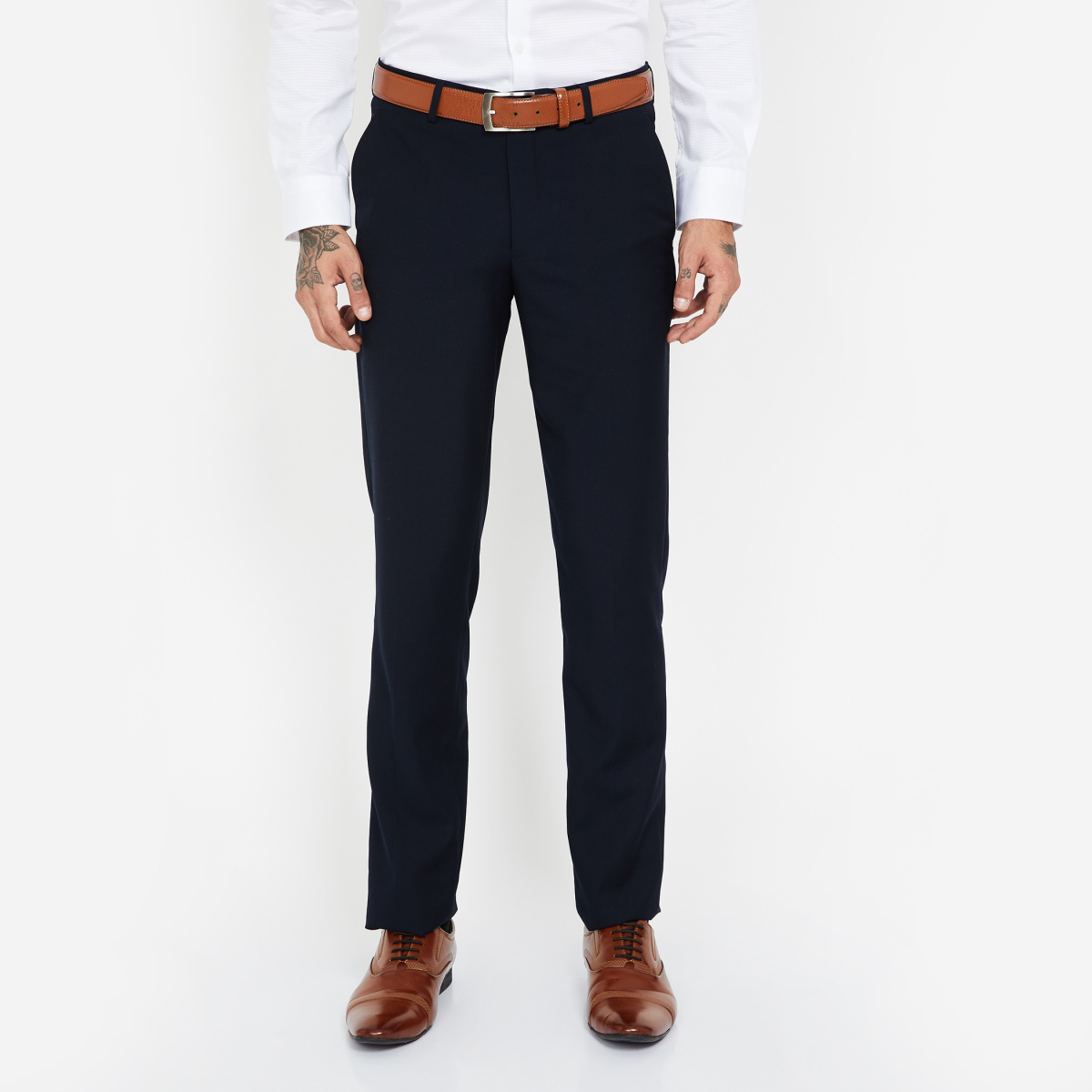 Buy Louis Philippe Men Pure Cotton Slim Fit Smart Casual Trousers - Trousers  for Men 21191830 | Myntra