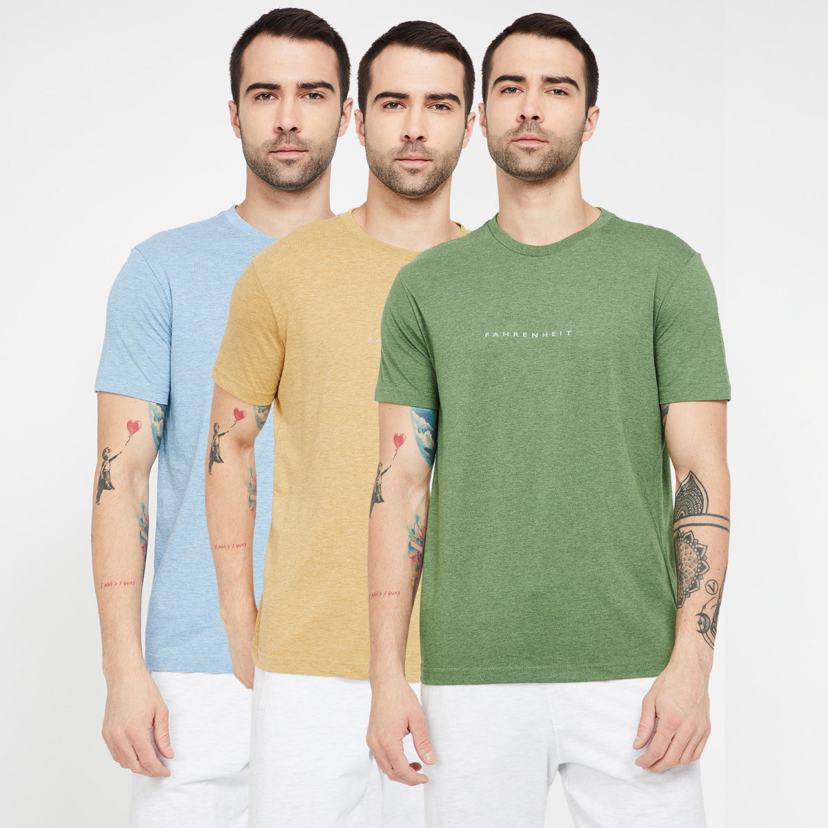 FAHRENHEIT Solid Slim Fit Crew Neck T-shirt - Pack of 3