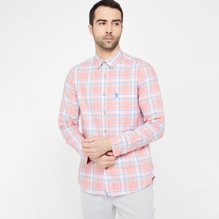 

U.S. POLO ASSN Checked Full Sleeves Slim Fit Shirt, Pink