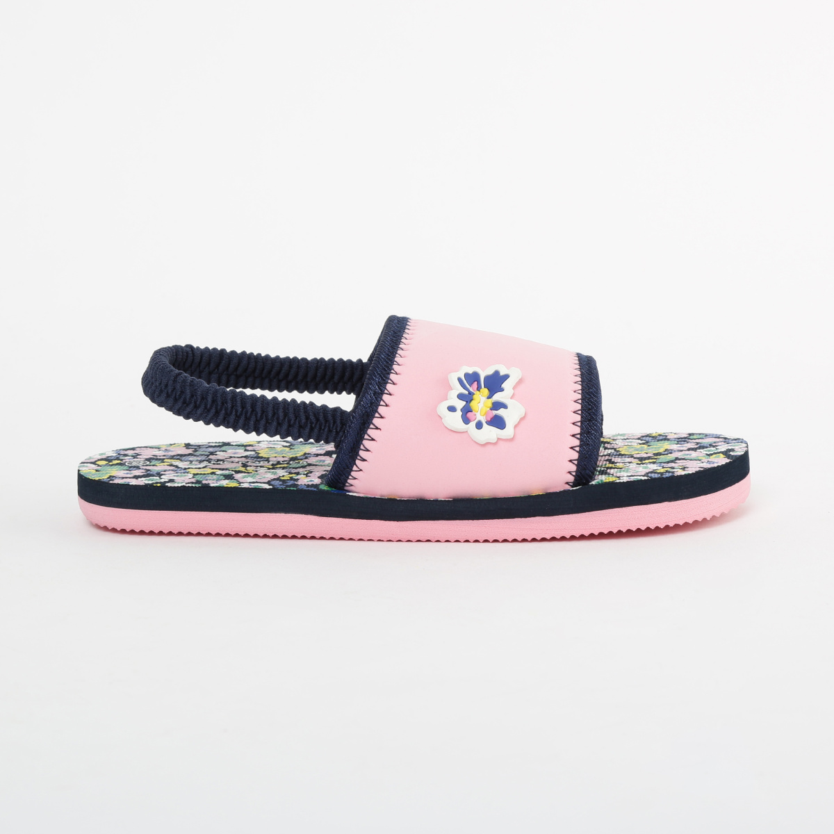 FAME FOREVER Floral Print Slingback Slippers with Applique