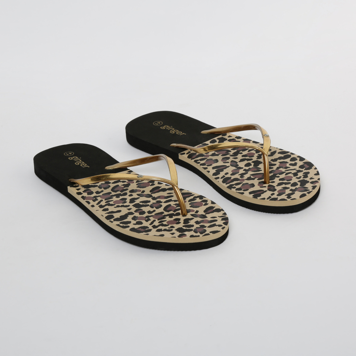 GINGER Animal Print Slippers with Embellishment