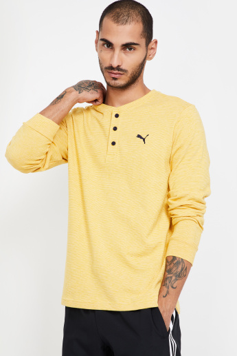 Puma Solid Full Sleeves Regular Fit Henley T Shirt Yellow