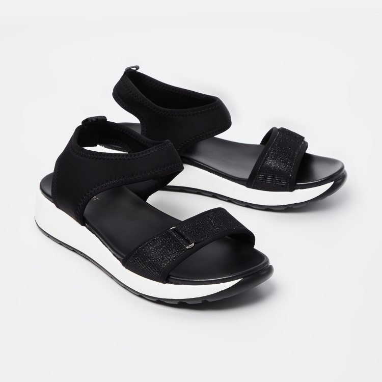 

GINGER Colourblock Floaters with Textured Straps, Black