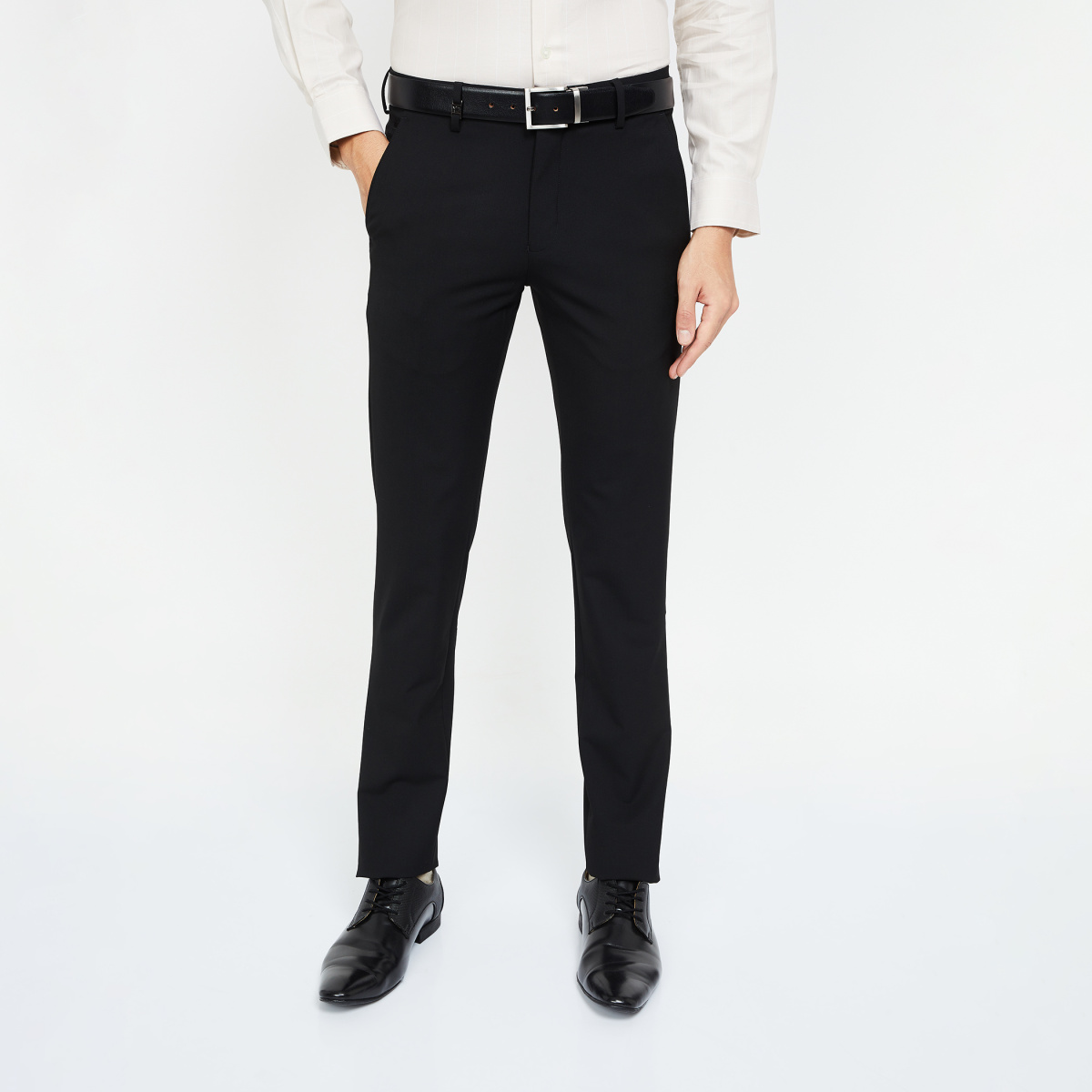 Slim Fit Flat-Front Formal Trousers