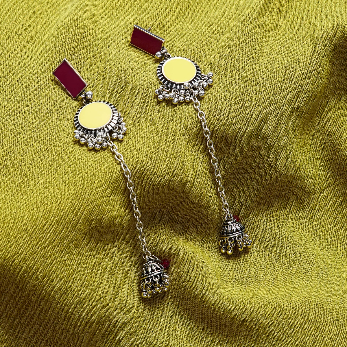 URBAN Beaded Drop-Earrings with Stone Embellishments